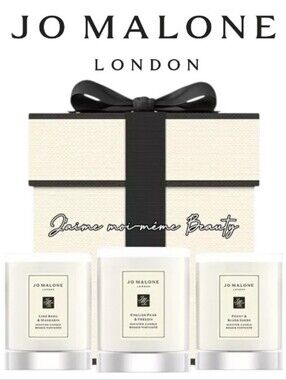Jo Malone White Candle Trio English Pear Freesia Blush Suede Lime Basil Mandarin